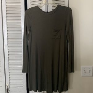 ARMY GREEN FOREVER 21 LONG SLEEVE DRESS SIZE M